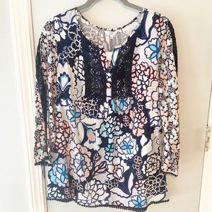 NEW Crown & Ivy Floral Print Tunic Size S 